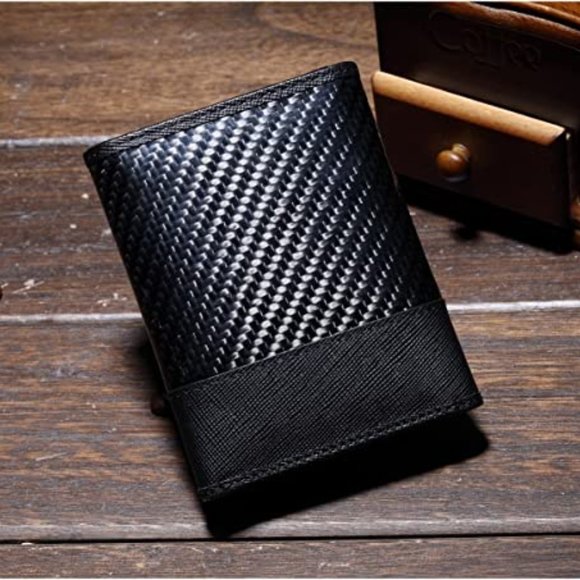 NCNY Pit Stop Saffiano Leather & Fiber Carbon Men's Wallet with RFID Blocking - Picture 3 of 6